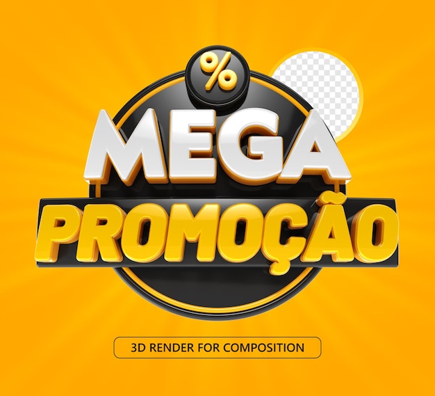 PSD a yellow and black advertisement for mega promotion brazil