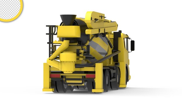 PSD a yellow and black concrete mixer with a concrete mixer on the top.