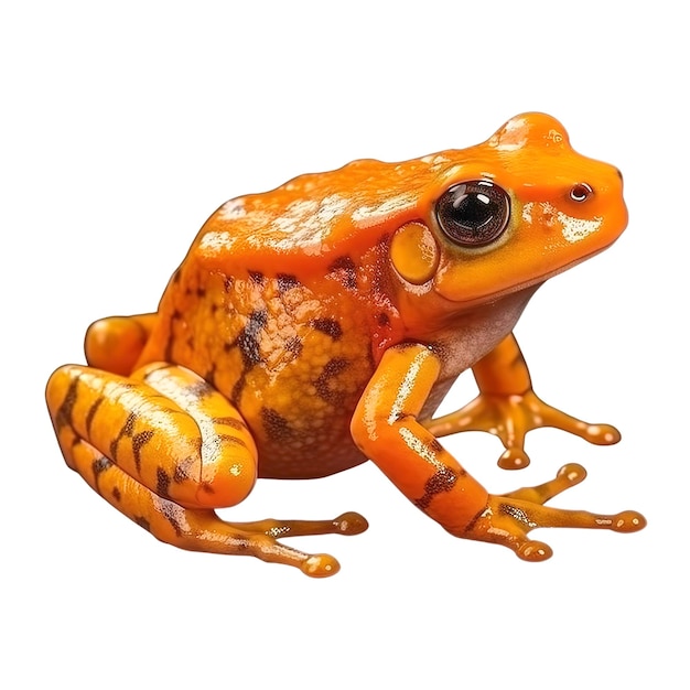 PSD a yellow and black frog sitting on a transparent background generative ai