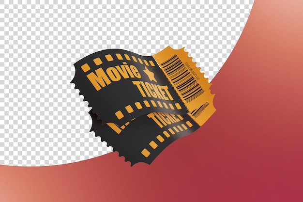 Yellow and black movie tickets 3D Render illustration