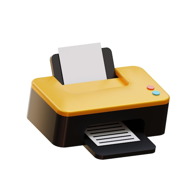 PSD a yellow and black printer with a white label that says 