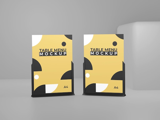 Yellow black simple menu table mockup