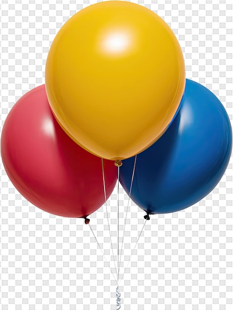 Un palloncino giallo e blu con il rosso e il blu su di esso