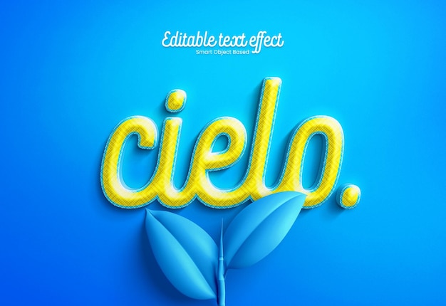 Yellow on blue cute 3d text effect mockup template