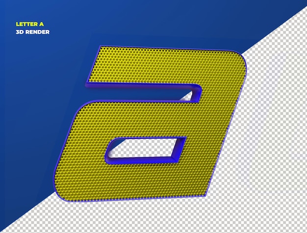 YELLOW AND BLUE LETTER A 3D RENDER