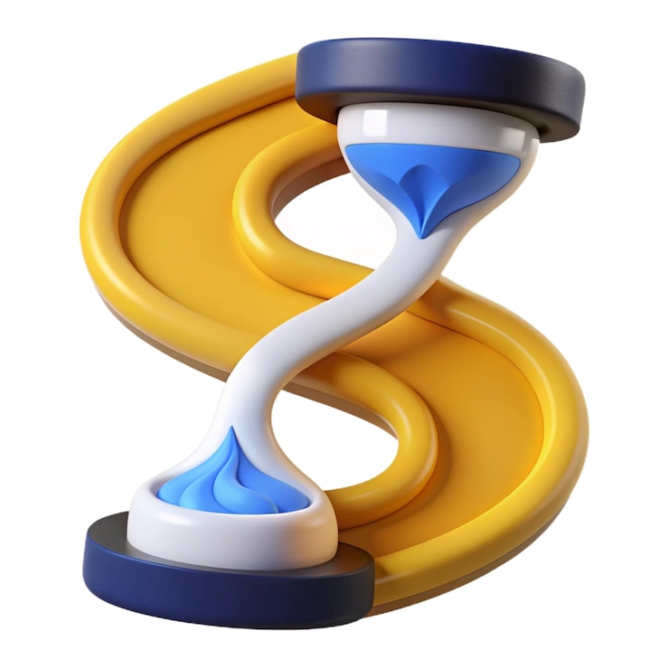 PSD a yellow and blue letter s with a white background