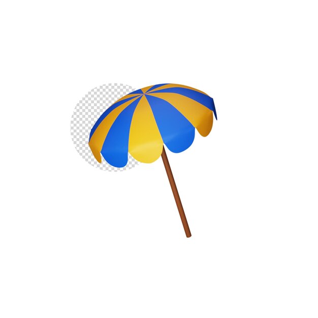 PSD yellow and blue open umbrella 3d render icon