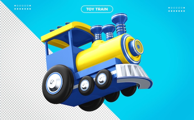 Yellow and blue toy flying train for composition