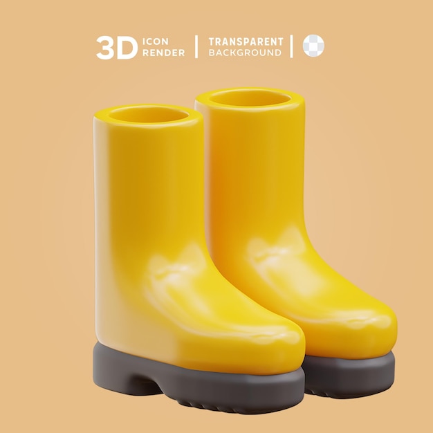 PSD yellow boots 3d illustration rendering 3d icon colored isolated