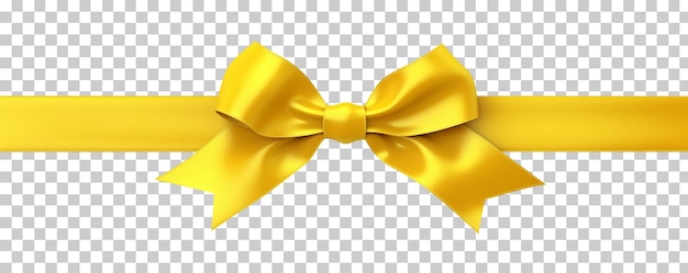 Yellow bow with yellow ribbon isolated on transparent background png psd