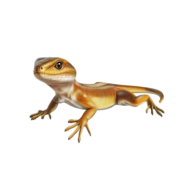 PSD yellow and brown lizard with white background