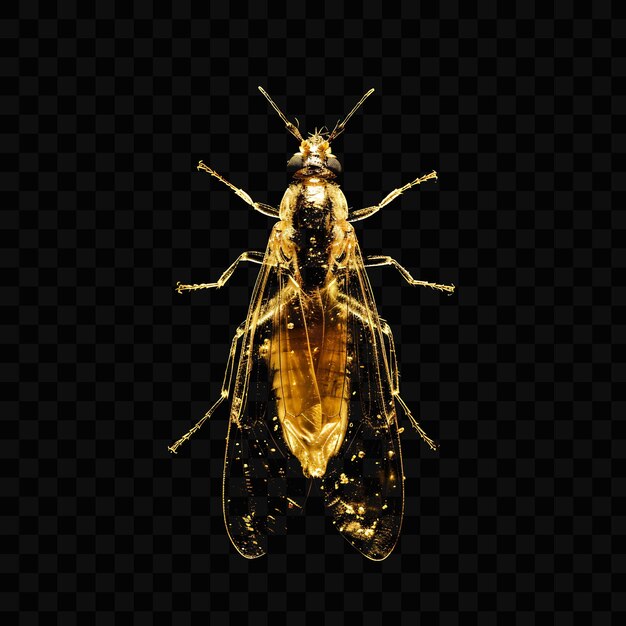 PSD a yellow bug with a gold body on a black background