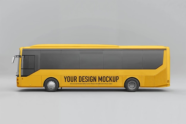 ニュートラルな背景の黄色いバスモックアップ ジェネレーティブAI