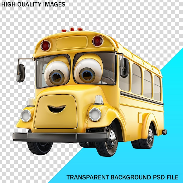 PSD a yellow bus with a face on it