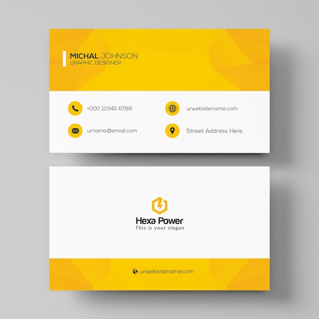 PSD yellow business card mockup