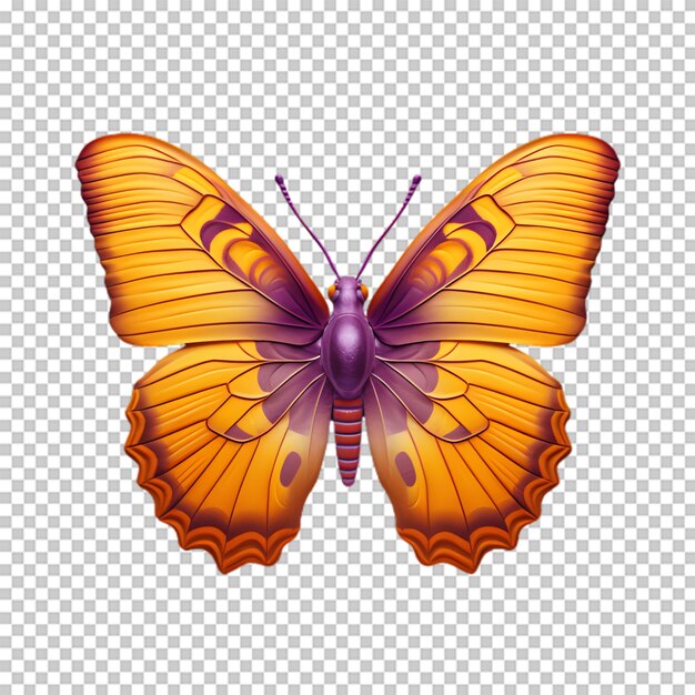 Yellow butterfly on transparent background