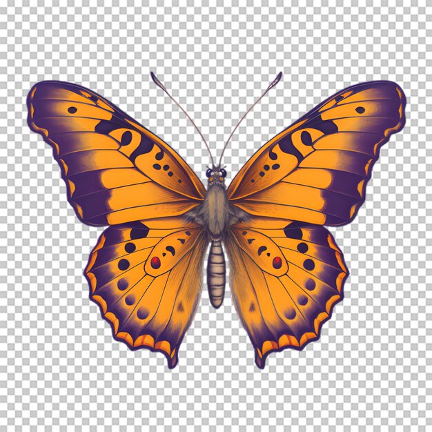 Yellow butterfly on transparent background