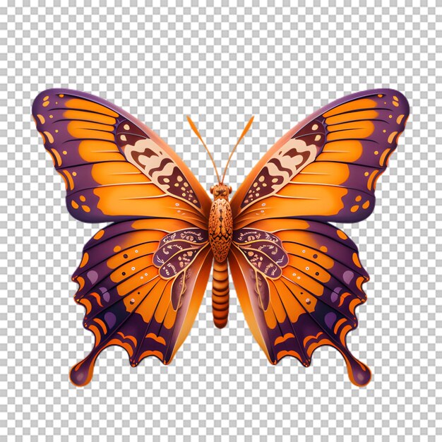 PSD yellow butterfly on transparent background