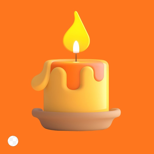 A yellow candle with a flame on it