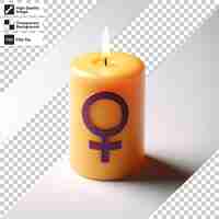 PSD a yellow candle with the word quot o quot on it