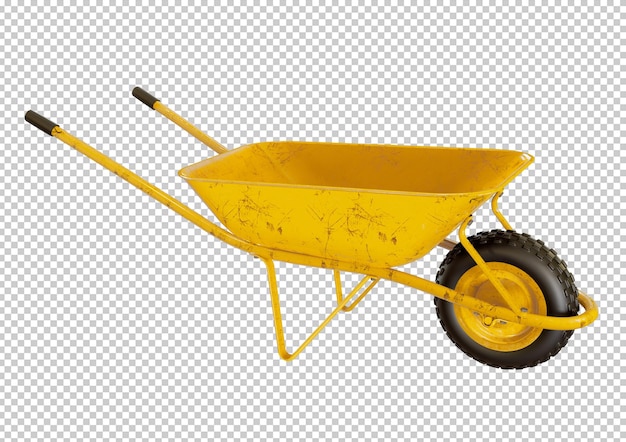 Carrello di cemento giallo, design isolato malta