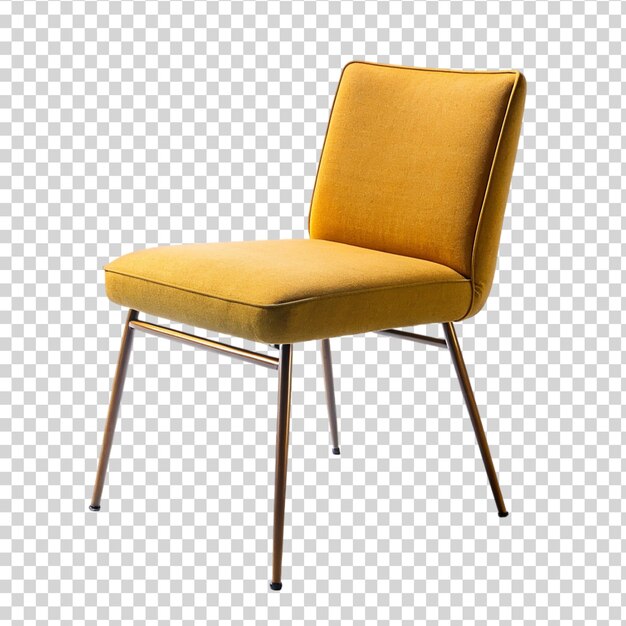 PSD 透明な背景の金属の足を持つ黄色い椅子