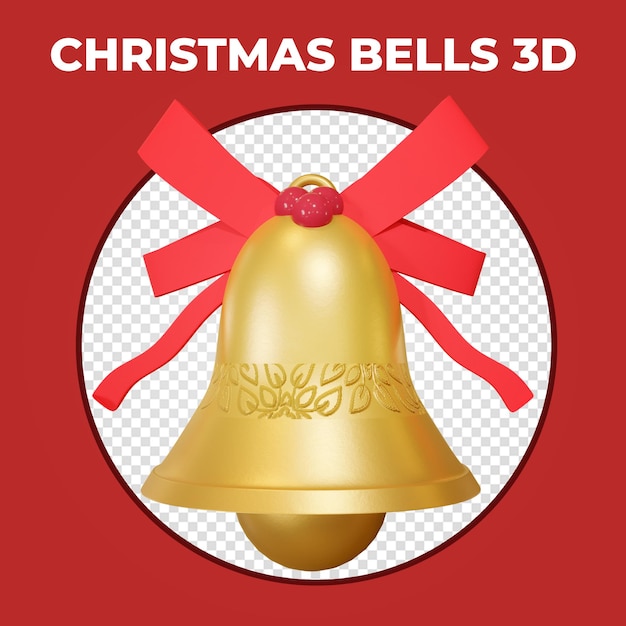 PSD 黄色のクリスマス ベル 3 d