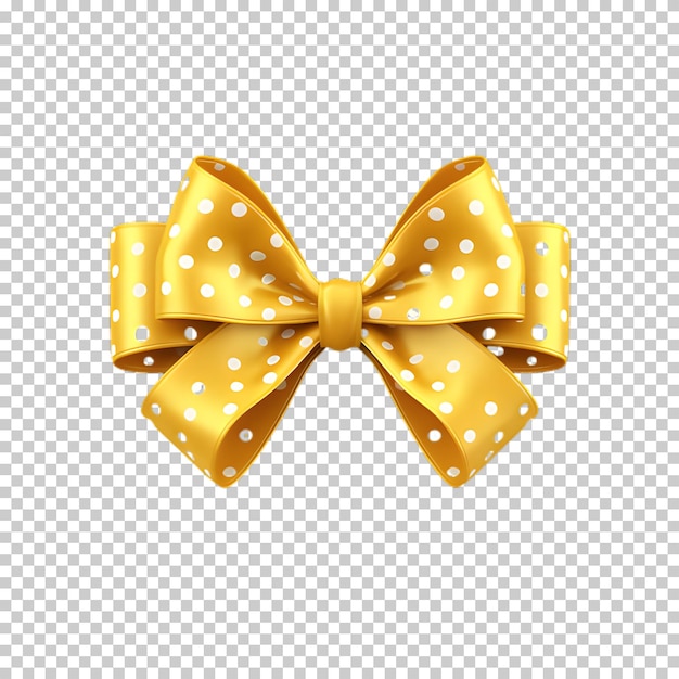 Yellow christmas bow isolated on transparent background