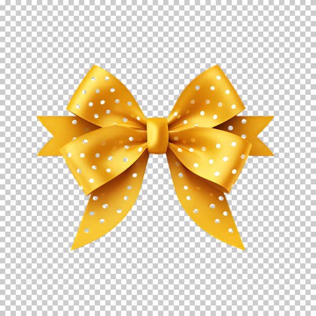 PSD yellow christmas bow isolated on transparent background