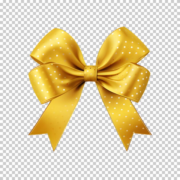 PSD yellow christmas bow isolated on transparent background