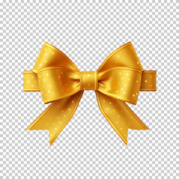 Yellow christmas bow isolated on transparent background