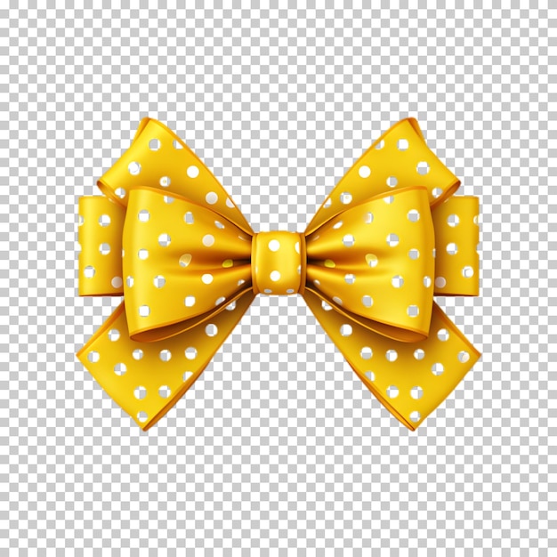 PSD yellow christmas bow isolated on transparent background