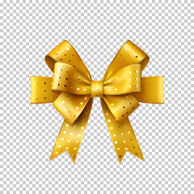 Yellow christmas bow isolated on transparent background