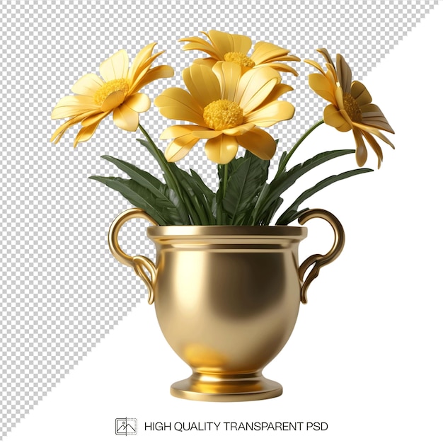 PSD yellow chrysanthemum flower on transparent background