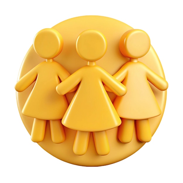 노란색 드레스를 입은 소녀를 들고 있는 여자와 손을 잡은 사람들과 노란색 원