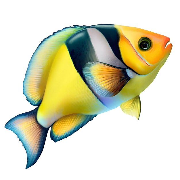 Yellow clownfish clipart ai generated