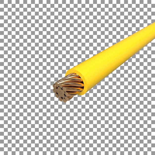 PSD yellow color realistic 3d wire or cable rendering for design business etc