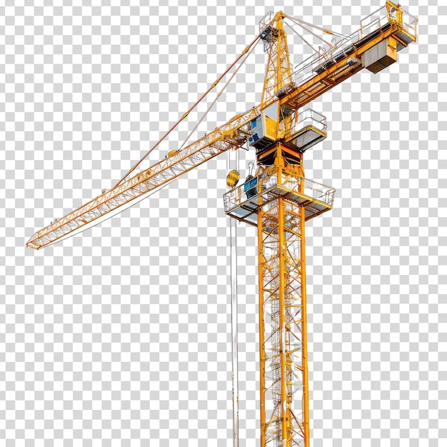 PSD yellow construction cranes on a white background