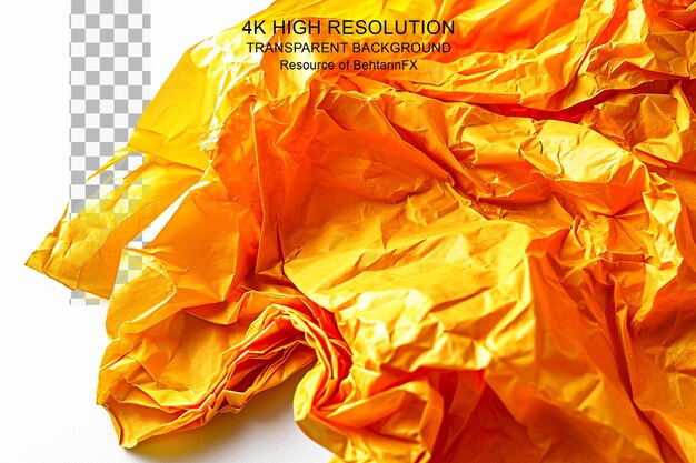 Yellow crumpled paper old paper isolated on transparent background