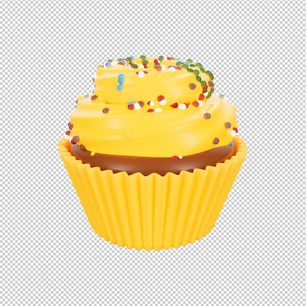 Un cupcake giallo con sopra una candela.