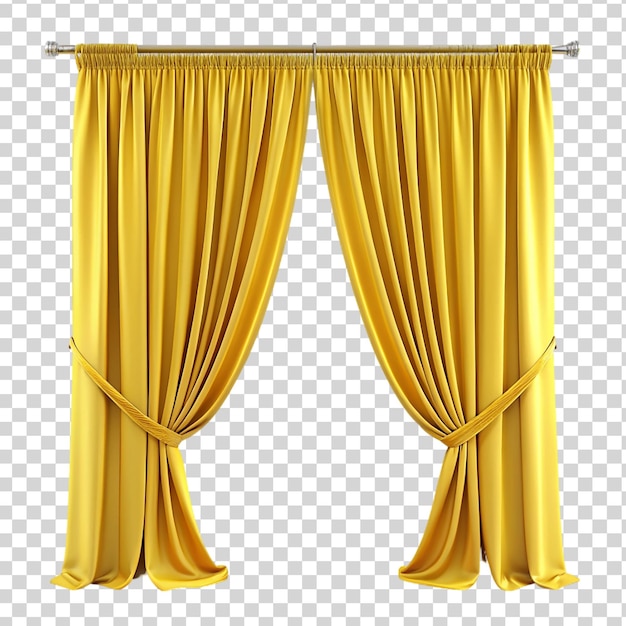 PSD yellow curtain isolated on transparent background