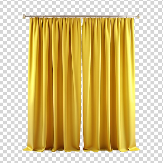 PSD yellow curtain isolated on transparent background