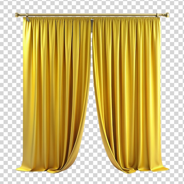 PSD yellow curtain isolated on transparent background