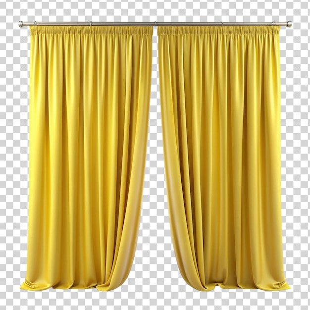 PSD yellow curtain isolated on transparent background