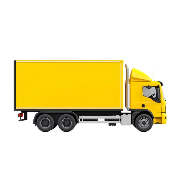 Yellow Delivery Truck Side View Illustration Hoogwaardig logistiek en transportvoertuig Ic