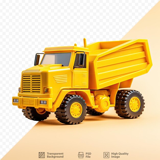 PSD Желтый грузовик с желтыми колесами и желтым мусорным контейнером сзади.