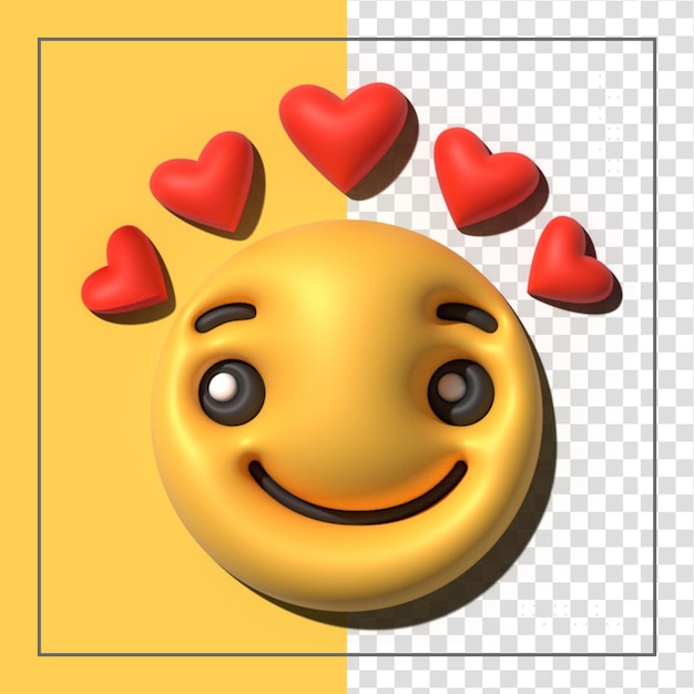 PSD yellow emoji  love emoticons faces with facial expressions 3d stylized emoji icons