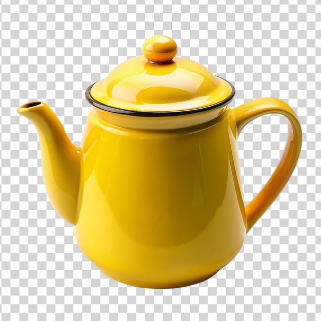 PSD Желтый эмалевый чайник на прозрачном фоне