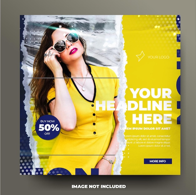 Feed post sui social media di instagram di vendita di moda gialla