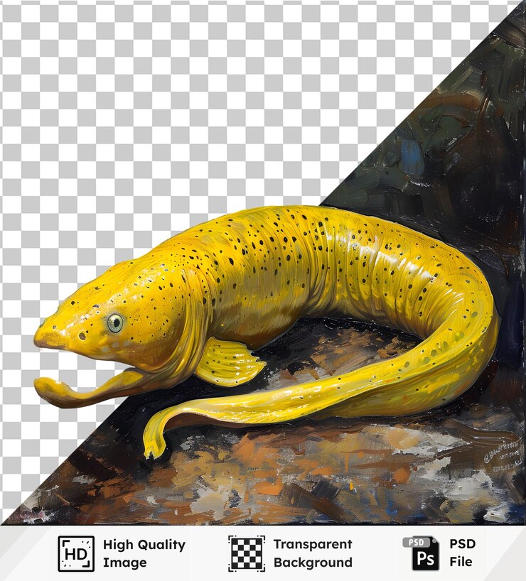 PSD yellow fish curls on transparent psd